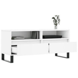 Berkfield Sturdy Tv Cabinet White 100X34.5X44.5 Cm Engineered Wood - thumbnail 4