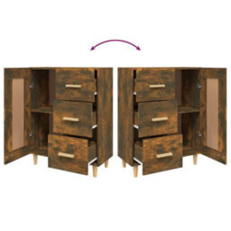 Berkfield Sideboard Smoked Oak 69.5X34X90 Cm Engineered Wood - thumbnail 9