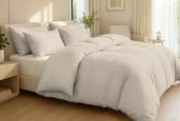 Pamposh Luxury 3Pc Egyptian Cotton Single Duvet Cover Set With Zipper, Corner Ties, Matching Pillowcase & Fitted Sheet Full Bedding Set - thumbnail 3