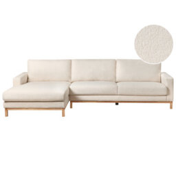 Beliani Corner Sofa 4 Seater Siggard Boucle White Left Hand - thumbnail 1