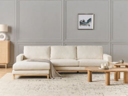 Beliani Corner Sofa 4 Seater Siggard Boucle White Left Hand - thumbnail 2