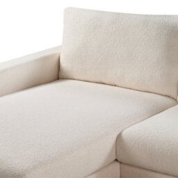 Beliani Corner Sofa 4 Seater Siggard Boucle White Left Hand - thumbnail 6