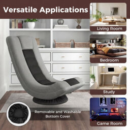 Costway Folding Floor Chair 360 Swivel Gaming Chair With 4-Position Adjustable Backrest For Gaming Reading-Grey - thumbnail 7