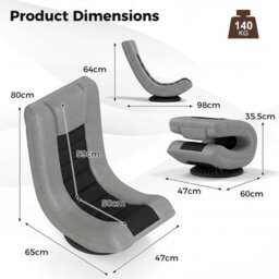 Costway Folding Floor Chair 360 Swivel Gaming Chair With 4-Position Adjustable Backrest For Gaming Reading-Grey - thumbnail 3