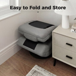 Costway Folding Floor Chair 360 Swivel Gaming Chair With 4-Position Adjustable Backrest For Gaming Reading-Grey - thumbnail 6