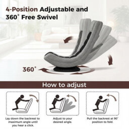 Costway Folding Floor Chair 360 Swivel Gaming Chair With 4-Position Adjustable Backrest For Gaming Reading-Grey - thumbnail 5