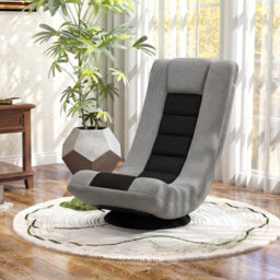 Costway Folding Floor Chair 360 Swivel Gaming Chair With 4-Position Adjustable Backrest For Gaming Reading-Grey - thumbnail 1