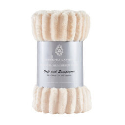 Gc Gaveno Cavailia Fleece Blankets Double 150X200Cm Ribbed Cosy Bed Throw Blanket Exra Warm Throws For Sofas, Chair, Couch Cream