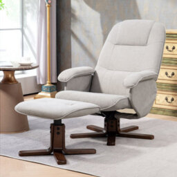 Light Grey Fabric Recliner Chair With Ottoman - thumbnail 5