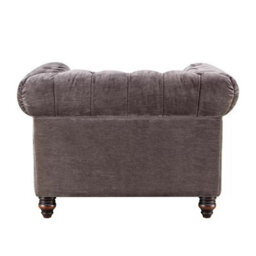 Xample Allington Grey Fabric Chesterfield Armchair - Pocket Coil Feather Seat, Solid Wood Frame, Walnut Feet & Antique Brass Studs - thumbnail 6