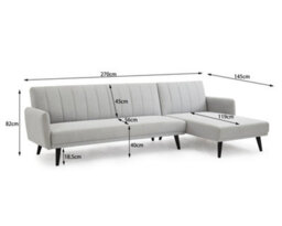 Home Detail Clinton Light Grey Fabric L Shape Sofa Bed - thumbnail 3