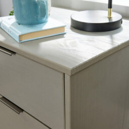 Home Source Acadia Solid Pine 2 Drawer Grey Bedside Table Metal Hairpin Legs - thumbnail 4