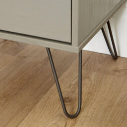 Home Source Acadia Solid Pine 2 Drawer Grey Bedside Table Metal Hairpin Legs - thumbnail 6