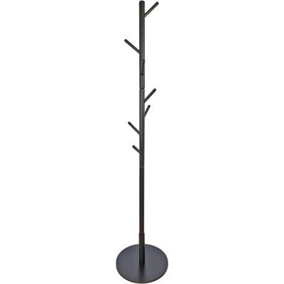 Keypak Wooden Coat Stand With Round Base, 170Cm Freestanding Clothes Rack - Black - image 1
