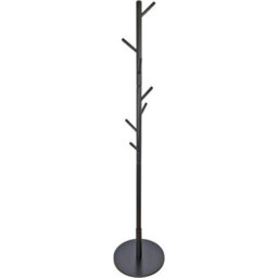 Keypak Wooden Coat Stand With Round Base, 170Cm Freestanding Clothes Rack - Black - thumbnail 1