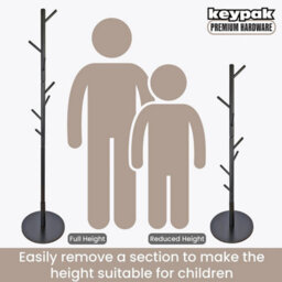 Keypak Wooden Coat Stand With Round Base, 170Cm Freestanding Clothes Rack - Black - thumbnail 3