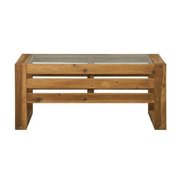 Furniturebox Havana Acacia Wood & Glass Top Outdoor Patio Coffee Table - thumbnail 3