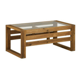 Furniturebox Havana Acacia Wood & Glass Top Outdoor Patio Coffee Table - thumbnail 2