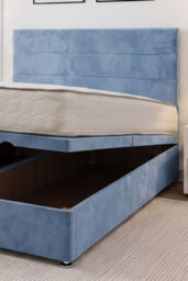 "Knight Sleep York Ottoman Bed Light Blue Plush 4Ft6 With Mattress & 24""headboard - Double" - thumbnail 2