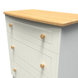 Lancaster 3 Drawer Deep Chest In Cream & Oak (Ready Assembled) - thumbnail 7