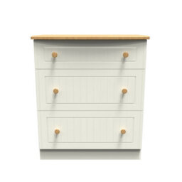 Lancaster 3 Drawer Deep Chest In Cream & Oak (Ready Assembled)