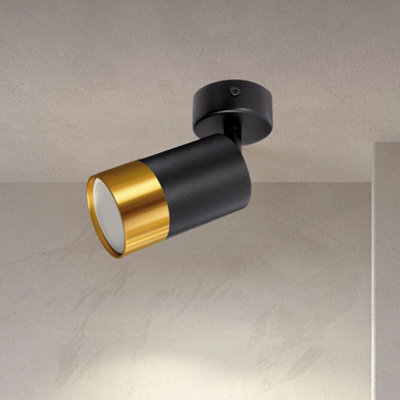 Cgc Puzon Black Gu10 Adjustable Surface Ceiling Downlight Flush Spot Light With Gold Bezel - image 1