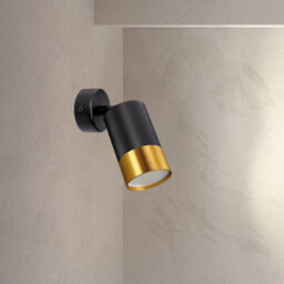 Cgc Puzon Black Gu10 Adjustable Surface Ceiling Downlight Flush Spot Light With Gold Bezel - thumbnail 3