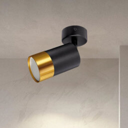 Cgc Puzon Black Gu10 Adjustable Surface Ceiling Downlight Flush Spot Light With Gold Bezel