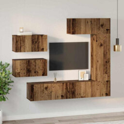 Berkfield Modern Tv Cabinet Set 6 Pcs Old Wood 30.5 X 30 X 90 Cm Engineered Wood - thumbnail 4