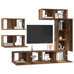 Berkfield Modern Tv Cabinet Set 6 Pcs Old Wood 30.5 X 30 X 90 Cm Engineered Wood - thumbnail 3