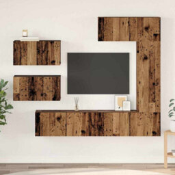 Berkfield Modern Tv Cabinet Set 6 Pcs Old Wood 30.5 X 30 X 90 Cm Engineered Wood - thumbnail 2
