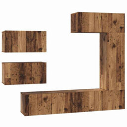 Berkfield Modern Tv Cabinet Set 6 Pcs Old Wood 30.5 X 30 X 90 Cm Engineered Wood - thumbnail 1