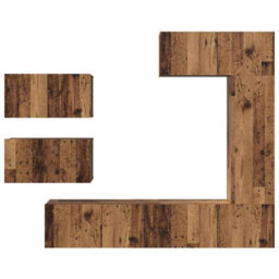Berkfield Modern Tv Cabinet Set 6 Pcs Old Wood 30.5 X 30 X 90 Cm Engineered Wood - thumbnail 8