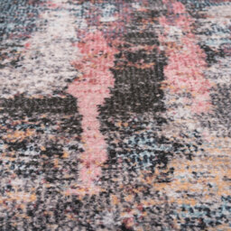 Loomed Blue Pink Multi Colour Abstract Machine Washable Soft Area Rug 80Cm X 300Cm - thumbnail 4