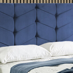 "Urban Textures Luxury 20"" High Velvet Fabric Upholstered Amelia Chevron Buttoned Headboard - Navy"
