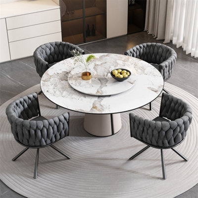 Abrihome Set Of 4, Velvet Dining Chair, Leisure Swivel Chair With Four Metal Support Legs, Gray - image 1