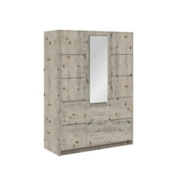Arte Bali 3-Door Wardrobe - Oak Wellington Finish With Mirror And Classic Detailing - thumbnail 1