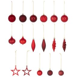 Plastic Tonal Christmas Bauble Set, Pack Of 40 - Red - thumbnail 2