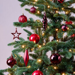 Plastic Tonal Christmas Bauble Set, Pack Of 40 - Red - thumbnail 1