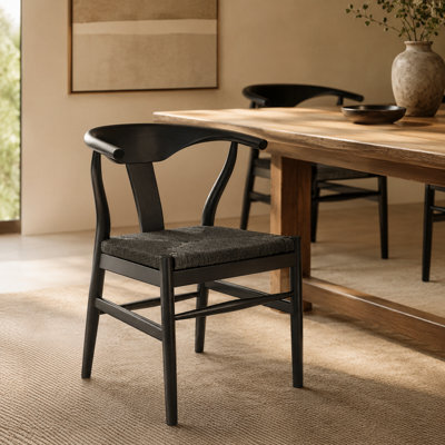 Where Saints Go Ltd Quinn Dining Chairs Pack Of 2, Paper Coil Seats, Curved Black Wood Frames By Where Saints Go - image 1