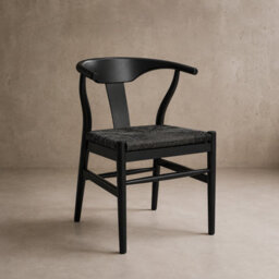 Where Saints Go Ltd Quinn Dining Chairs Pack Of 2, Paper Coil Seats, Curved Black Wood Frames By Where Saints Go - thumbnail 3