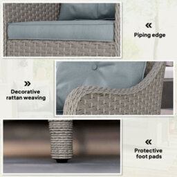 Outsunny 2 Pieces Rattan Garden Chairs, Cushioned Rattan Chairs, Light Grey - thumbnail 7