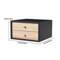 Thehotsale Black Floating Bedroom Nightstand With Two Drawers 40Cm W X 40Cm D X 23Cm H - thumbnail 8