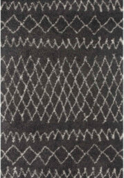 The Rugs Moroccan Shaggy Rugs And Runners Soft Fluffy Tribal Design High Pile Dark Grey And Ivory Living Room Kitchen Hallway 940 - thumbnail 2