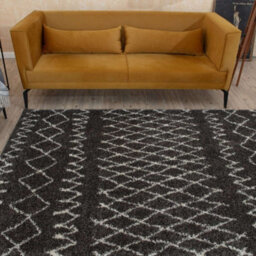 The Rugs Moroccan Shaggy Rugs And Runners Soft Fluffy Tribal Design High Pile Dark Grey And Ivory Living Room Kitchen Hallway 940 - thumbnail 8