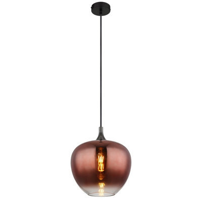 Luminosa Lighting Luminosa Maxy 29Cm Dome Pendant Ceiling Light Matt Black Copper Glass Shade 1X E27 - image 1