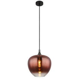 Luminosa Lighting Luminosa Maxy 29Cm Dome Pendant Ceiling Light Matt Black Copper Glass Shade 1X E27 - thumbnail 1