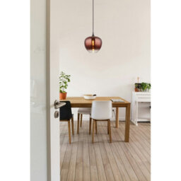 Luminosa Lighting Luminosa Maxy 29Cm Dome Pendant Ceiling Light Matt Black Copper Glass Shade 1X E27 - thumbnail 4