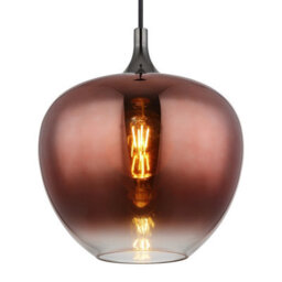 Luminosa Lighting Luminosa Maxy 29Cm Dome Pendant Ceiling Light Matt Black Copper Glass Shade 1X E27 - thumbnail 3