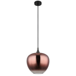 Luminosa Lighting Luminosa Maxy 29Cm Dome Pendant Ceiling Light Matt Black Copper Glass Shade 1X E27 - thumbnail 2